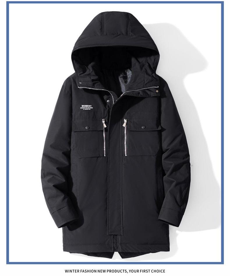 2025 Herren Mittellange Verdickte Warme Daunenjacke für Schüler und Oberstufenschüler