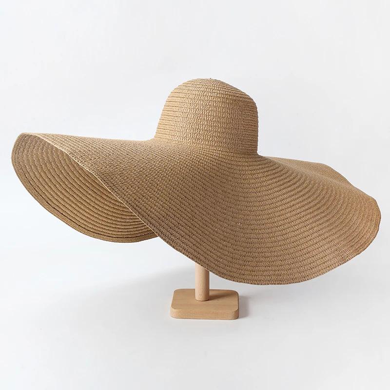 Cappello da Sole Oversize a Tesa Larga 70cm da Viaggio Grande Protezione UV Paglia da Spiaggia Cappelli Estivi da Donna Floppy Pieghevole