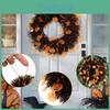 Festive Indoor Halloween Wreath With Lifelike Pumpkin And Skeleton Designs For Celebration
