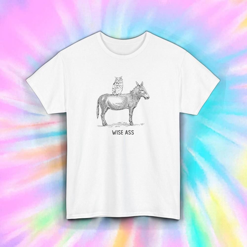 Wise Ass Shirt Funny Donkey Owl Pun Humor Gift Sarcastic T-Shirt S-5XL