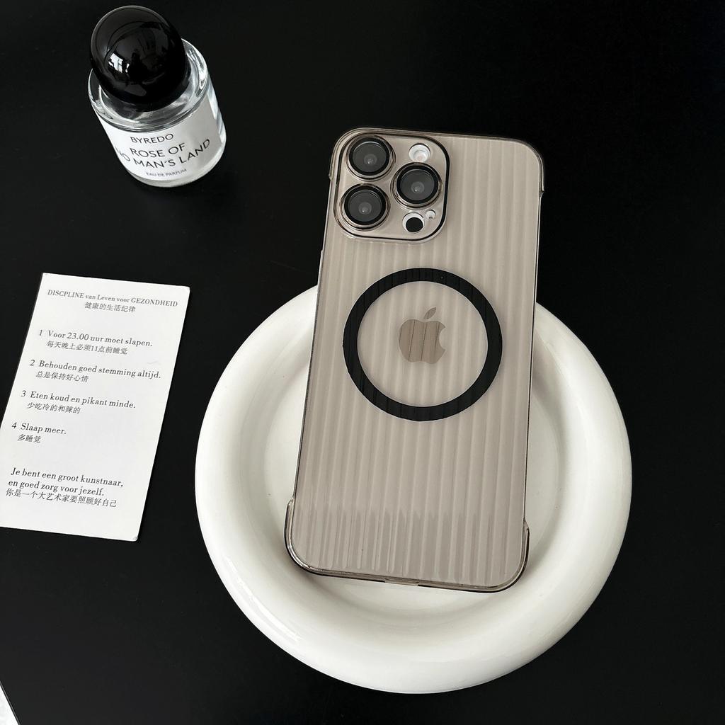 Applicable To IPhone16ProMax Corrugated Magnetic Frameless Mobile Phone Case Apple 15 Anti Fall Ultra Thin Protective Case 14