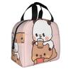 Kawaii Dudu Bubu Perzik En Goma Geïsoleerde Lunchtas voor Beer Panda Herbruikbare Thermische Koeltas Voedsel Lunchbox Werk School