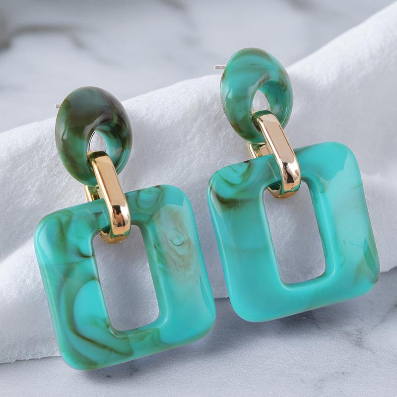 Textured Geometric Square Acrylic Stud Earrings Vintage Earrings Ear Accessories
