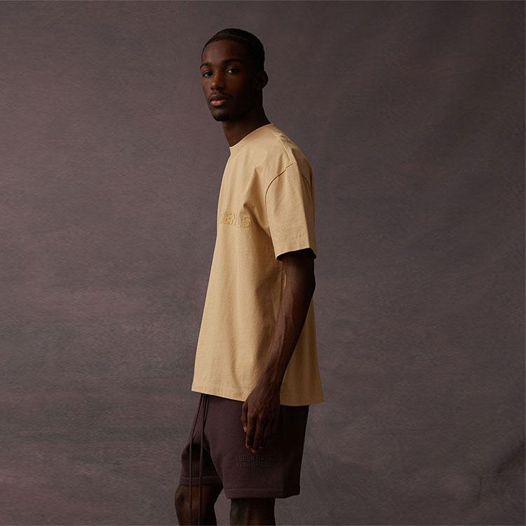 Fear of God Essentials SS Tee With Letter Logo Print Unisex Tops Sand White ESSENTIAL125BT222004F