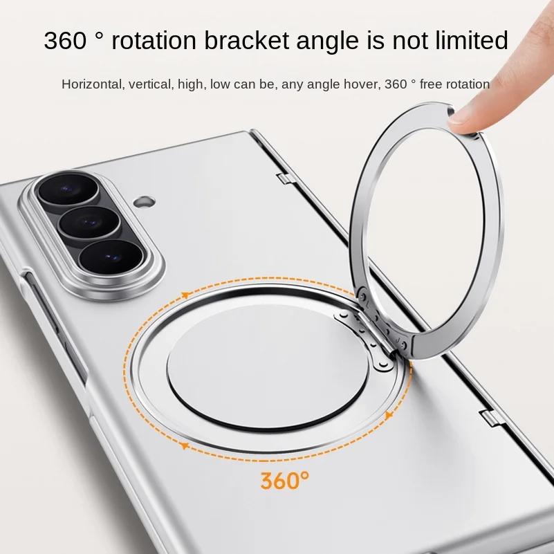 Magsafe Magnetic Metal Holder With Tempered Glass Film Full Protection Case For Samsung Galaxy Z Fold7 Spring Hinge Folded Cover