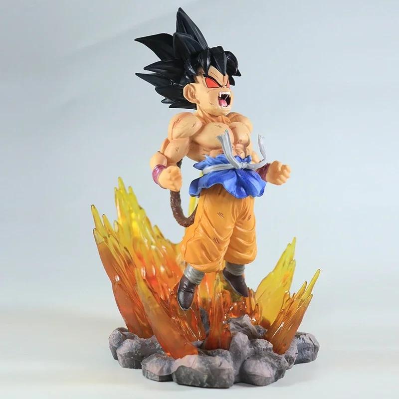 Bandai 19cm Dragon Ball SHK Kaiyuan Series NO.2 Glossy Brunette Super Four Goku Model PVC Wukong Animation Model Ornament Birth