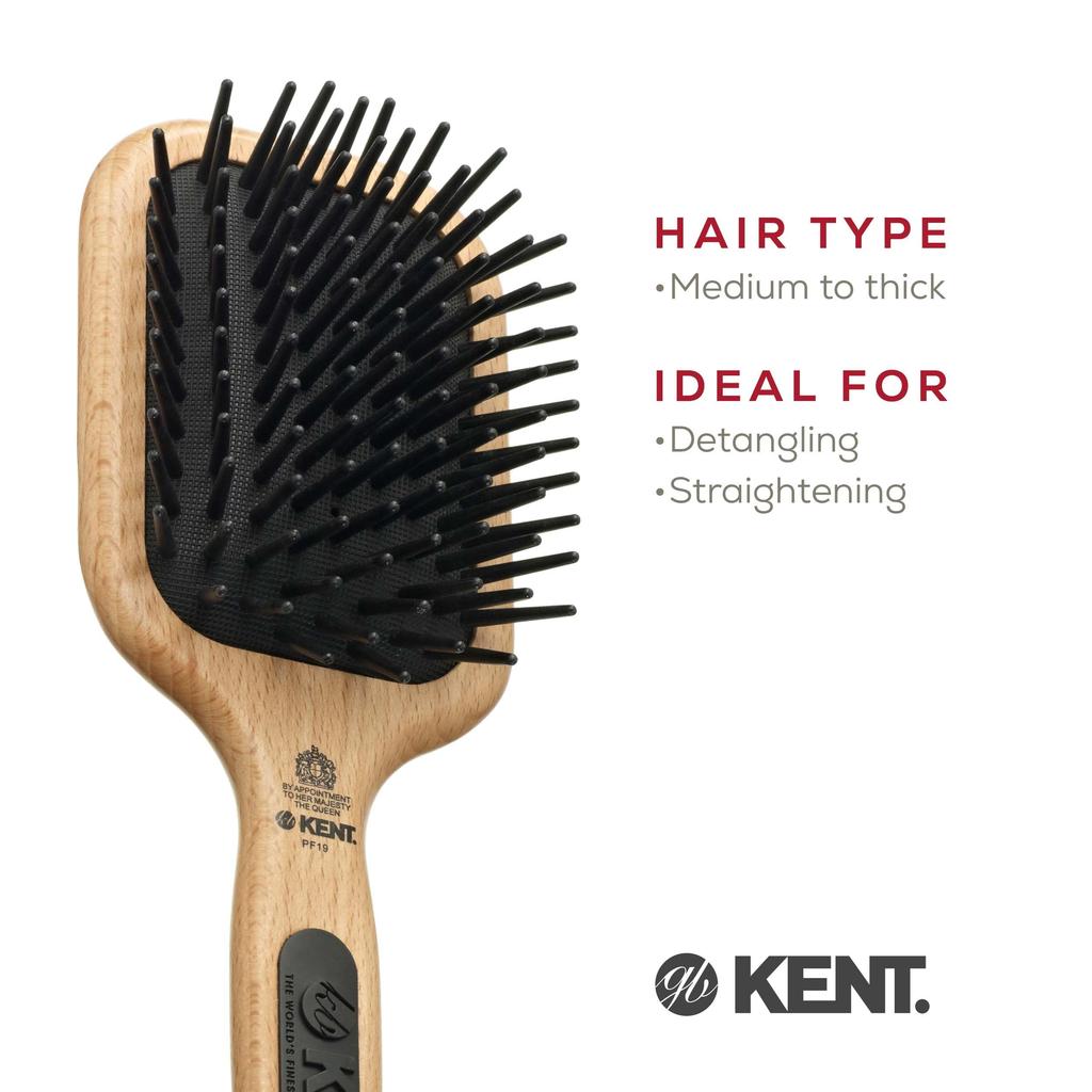 GB KENT Kent Royal Warrant Detangling Cushion Paddle Hair Brush, Large, Perfect for Your Hair Series PF19
