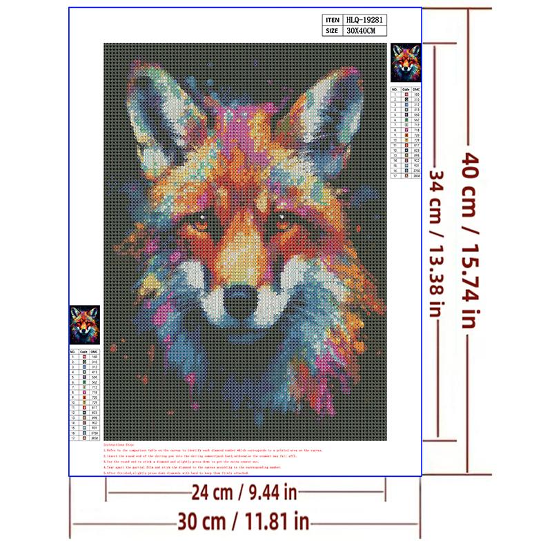 5d DIY Diamond Painting Cross Stitch Oil Painting Animal Fox Diamond Embroidery Mosaic Full Round Drill Home Decor Arts