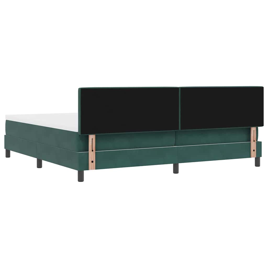 LED Box Spring Bed with Mattress Dark Green 200 x 200 cm Velvet