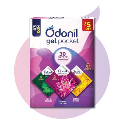 Odonil Gel Purificador de Ar de Bolso 30g (10g X 3) Infundido com Óleos Essenciais Longa Duração