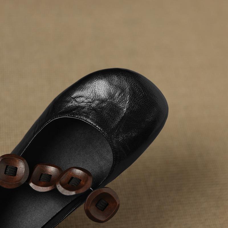 Mode Damen neue Leder Schafsleder runde Zehenpartie lockere Schnalle mit bequemem niedrigem Absatz Mary Jane Schuhe Mode Einzelne Schuhe