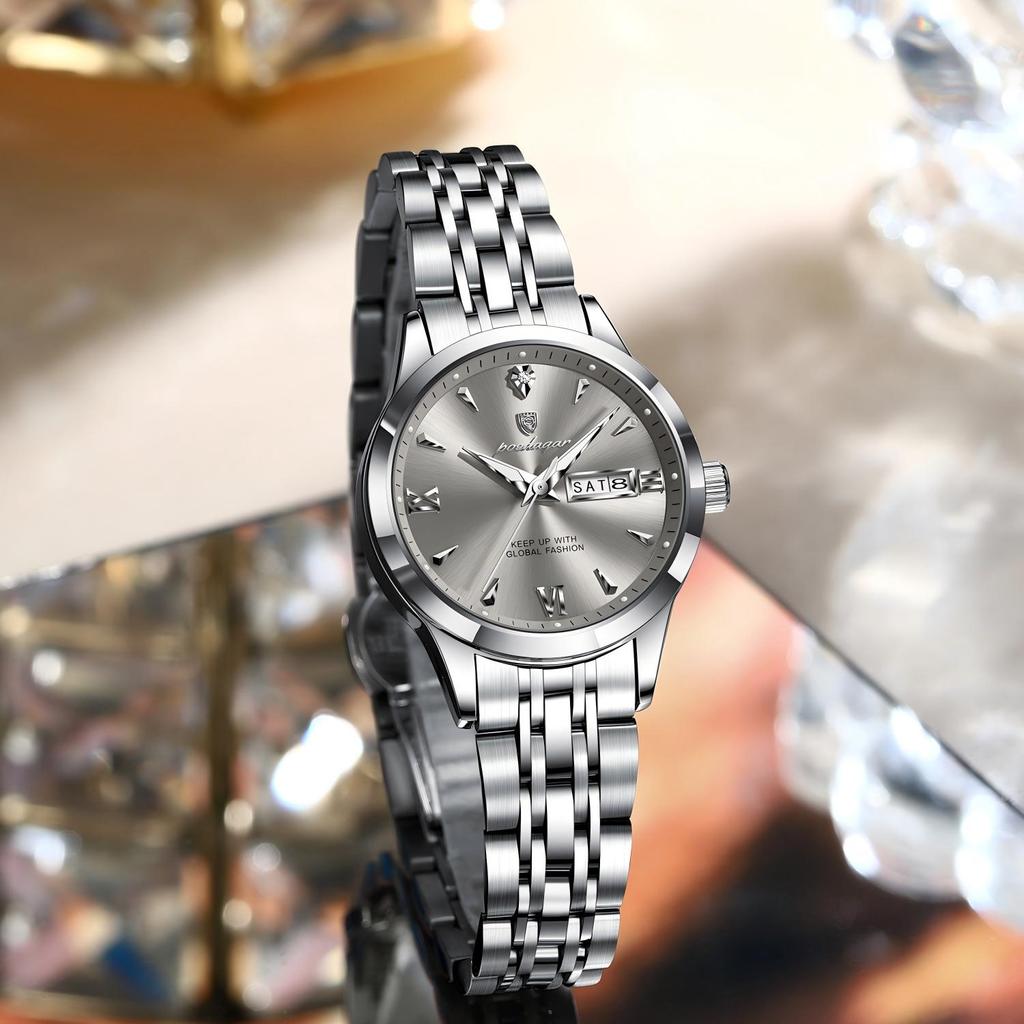 504 Luxury Alloy Case Stainless Steel Strap Waterproof Luminous Lady Watch