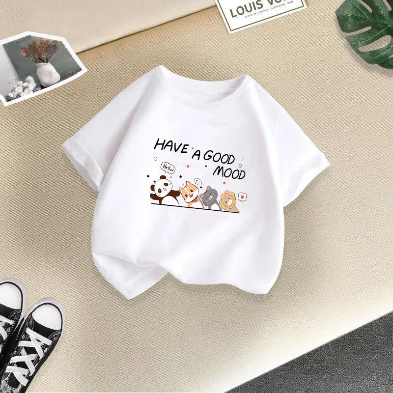 Children T-shirt Cute Animals Printed Kids 100% Cotton Tops O-Neck Short-sleeve Kids 2-13Y T-shirt