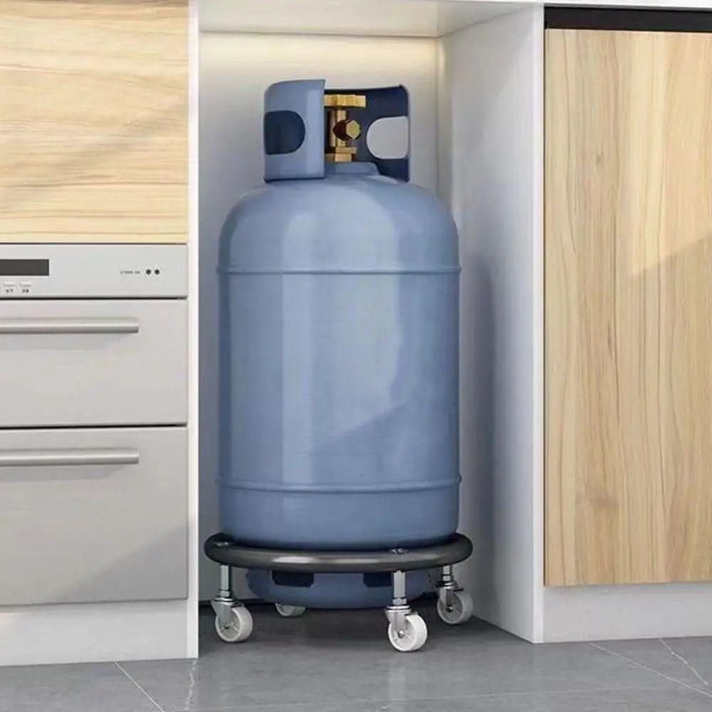 Edelstahl Zylinder Gasflasche Mobiler Halter Bewegliche Räder Gastankhalter Lagerungszubehör