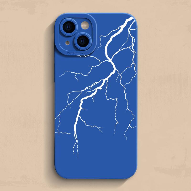 Cool Red Lightning Printed Phone Case For iPhone 16 16E 15 14 13 12 11 Pro Max 7 8 Plus X XR XS Matte Shockproof Silicone Cover