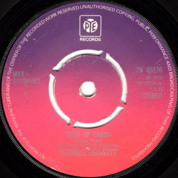 

7-дюймовая пластинка MAX BYGRAVES Deck Of Cards 7N45276 Pye Records 1973 Великобритания Поп Б/у