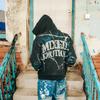 25S Cross-border Trendy Brand MIXED & EMOTION Thorn Pattern Letter Print Hooded Sweater Men's and Women's High Street Jacket