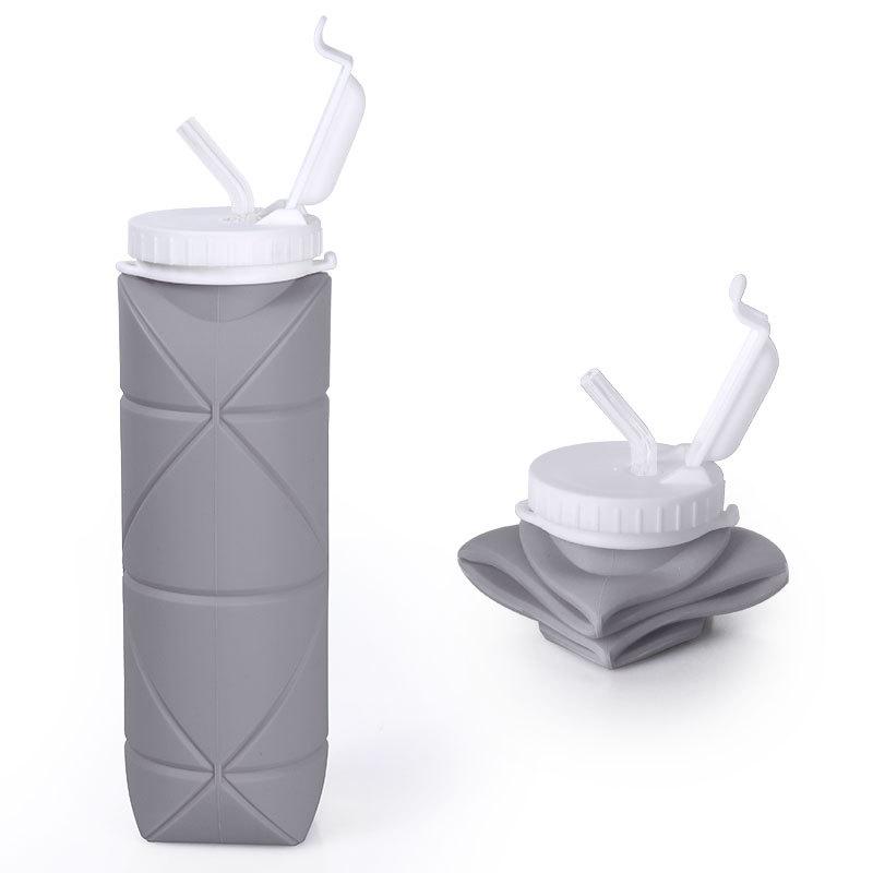 600ml Foldable Silicone Water Bottle: Portable, Straw-Style, Ideal for Outdoor Sports and Travel