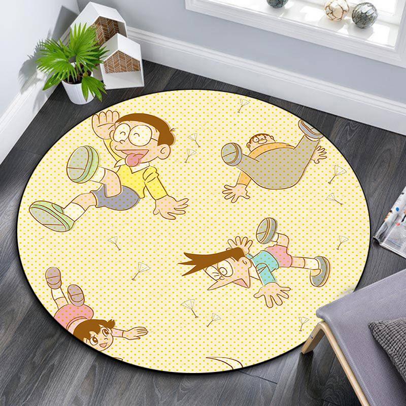 Doraemon2 Round Area Rug,Carpet Rug for Living Room Bedroom Sofa Playroom Decor,Non-slip Floor Mat