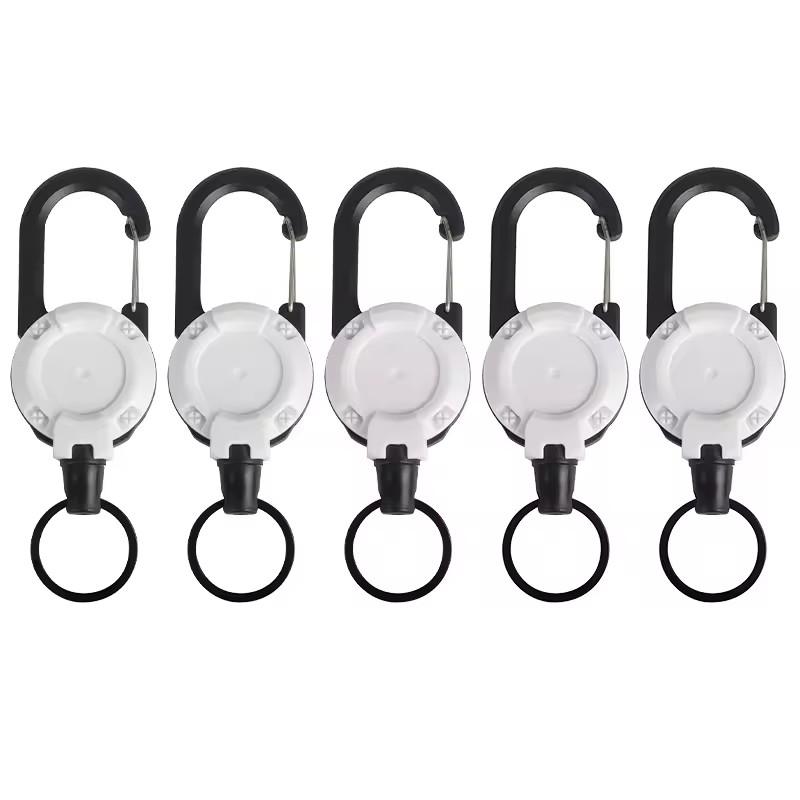 Adjustable Key Chain Adopts Steel Wire Rope Anti-fall Easy To Pull Buckle Elastic Hook Type Telescopic Buckle To Prevent Loss