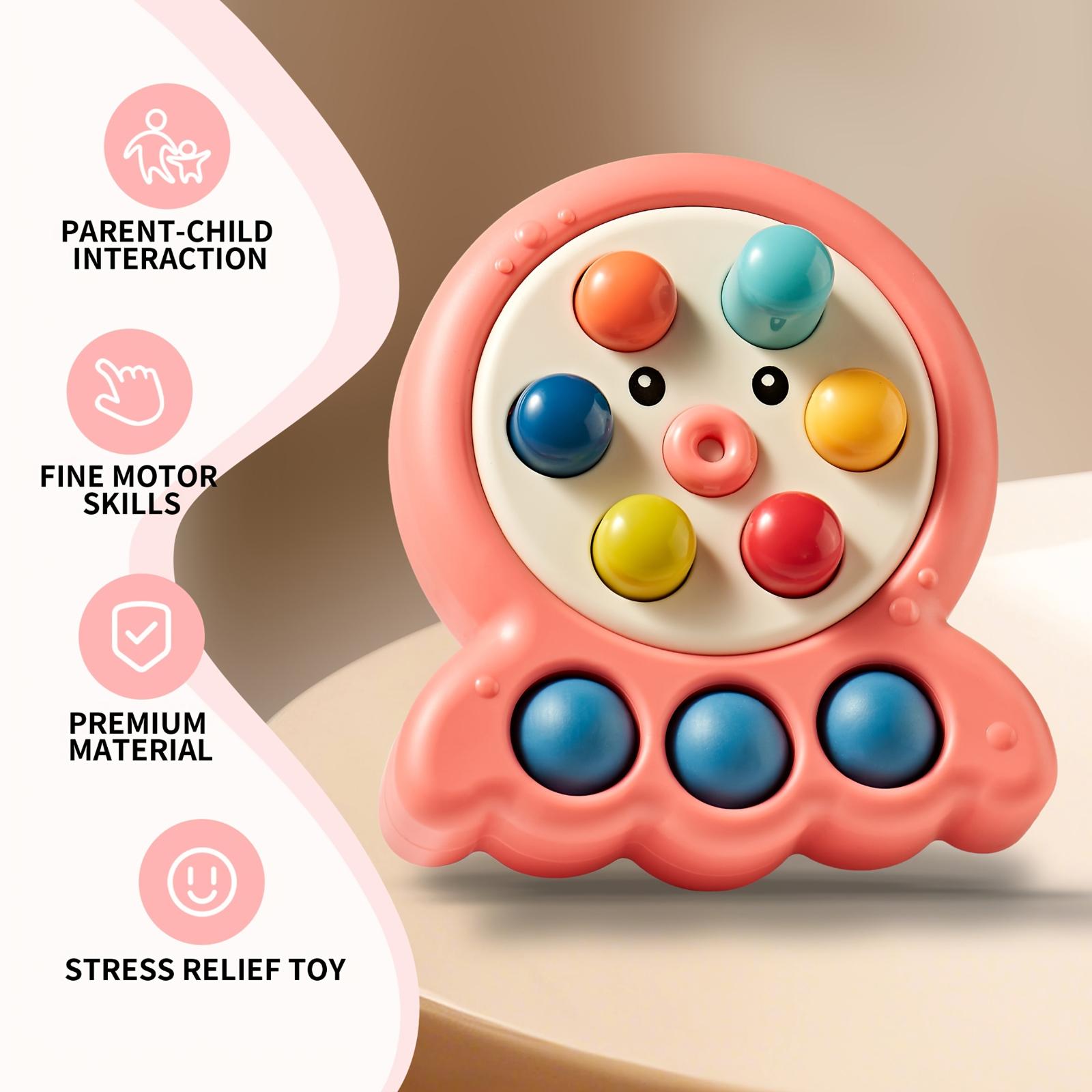 Octopus Sensory Fidget Toy with Push Pop Bubbles and Rotating Buttons for Stress Relief and Focus Development Suitable for All Ages One Size розовый