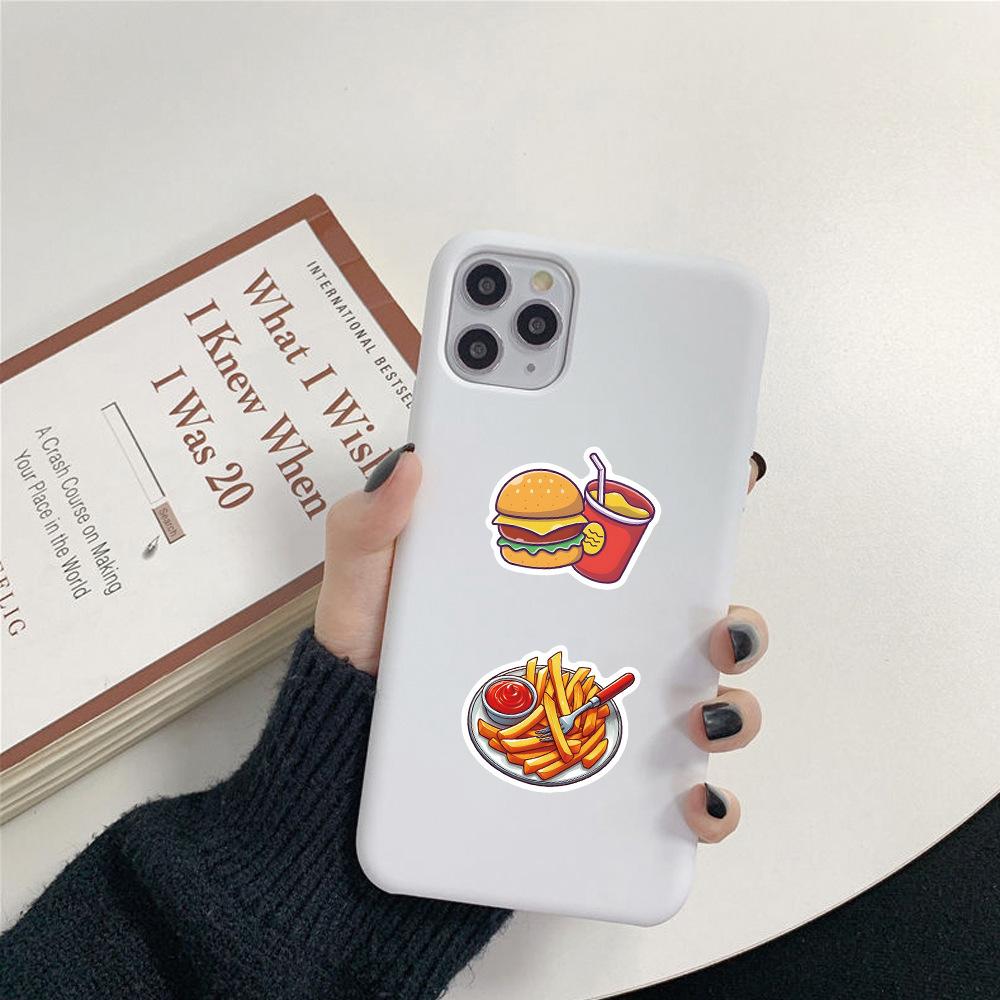 1050Pcs Burger Fries Cartoon Doodle Fashion Personalized Decoration Mobile Phone Waterproof Sticker Kids Toy