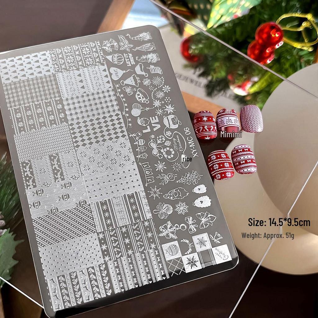 Nail Art Stamping Plates - Star, Polka Dot, Lines, Grid Lace Textures