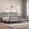 VidaXL Bed Frame with Headboard Grey 200x200 Cm Solid Wood 3193878