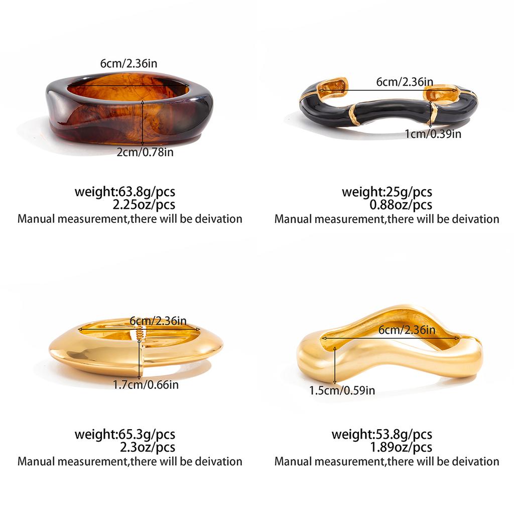 Ingemark 4 Styles Classic Irregular Resin Acrylic Bracelets for Women On Hand Vintage Spring Open Bangle Couple Jewelry Gift