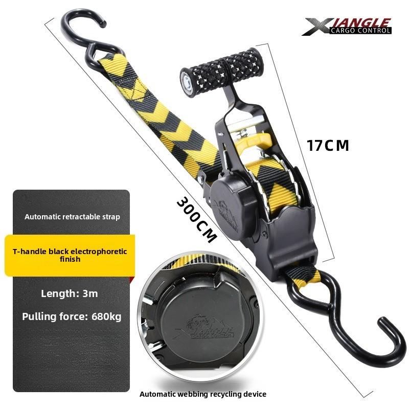 Auto Retractable Cargo Lashing Strap, Tightening Binding Belt for Luggage, Motorcycle Fixed Fastening Tie Down Straps