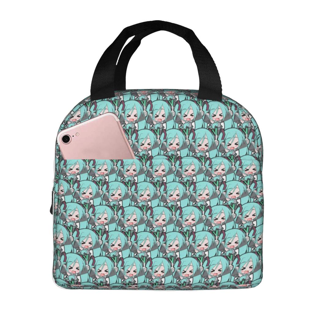 Custom Hatsunes Anime Mikus Insulated Lunch Bag for Camping Travel Manga Waterproof Thermal Cooler Lunch Box Men Women