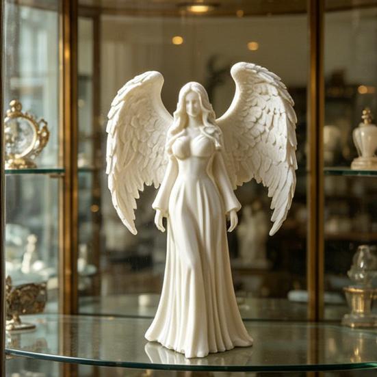 3D-gedruckte Engelsmädchen-Dekoration Weiße geflügelte Mädchenstatue Skulptur Heim-Büro Wohnzimmer Schreibtisch-Dekoration Ornament