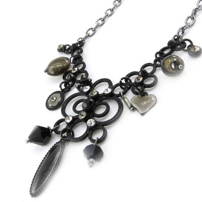 [J0479] - Schwarz-weiße Designer-Halskette „Mélusine“
