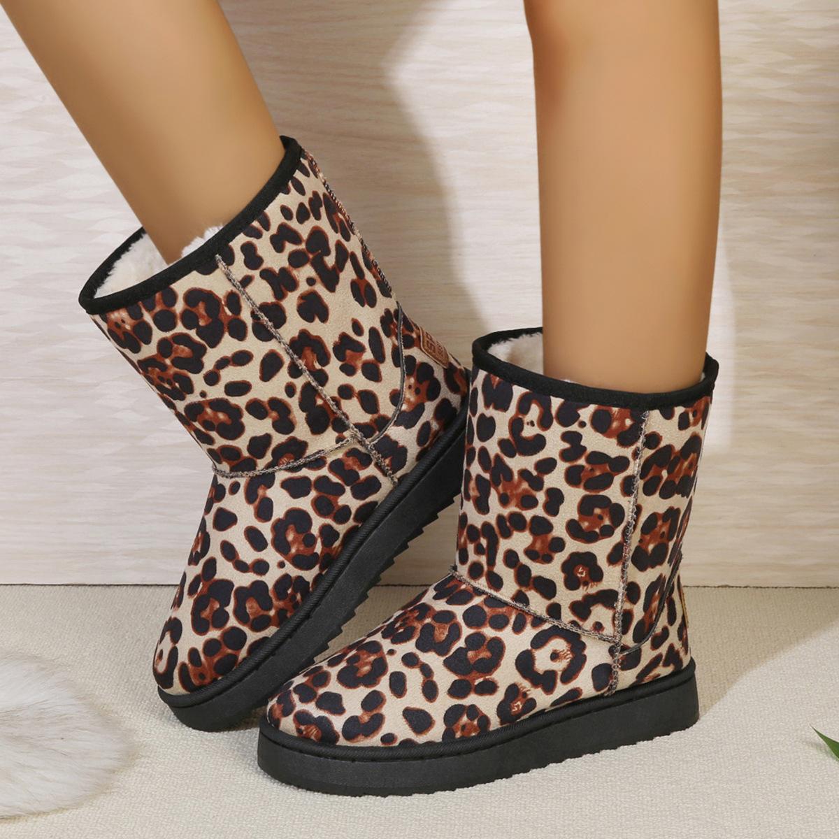 

New Mid-calf Fashionable Cotton Boots for Women, Including Plus-size Shoes with Fleece and Thickened Snow Boots 42 бежевый