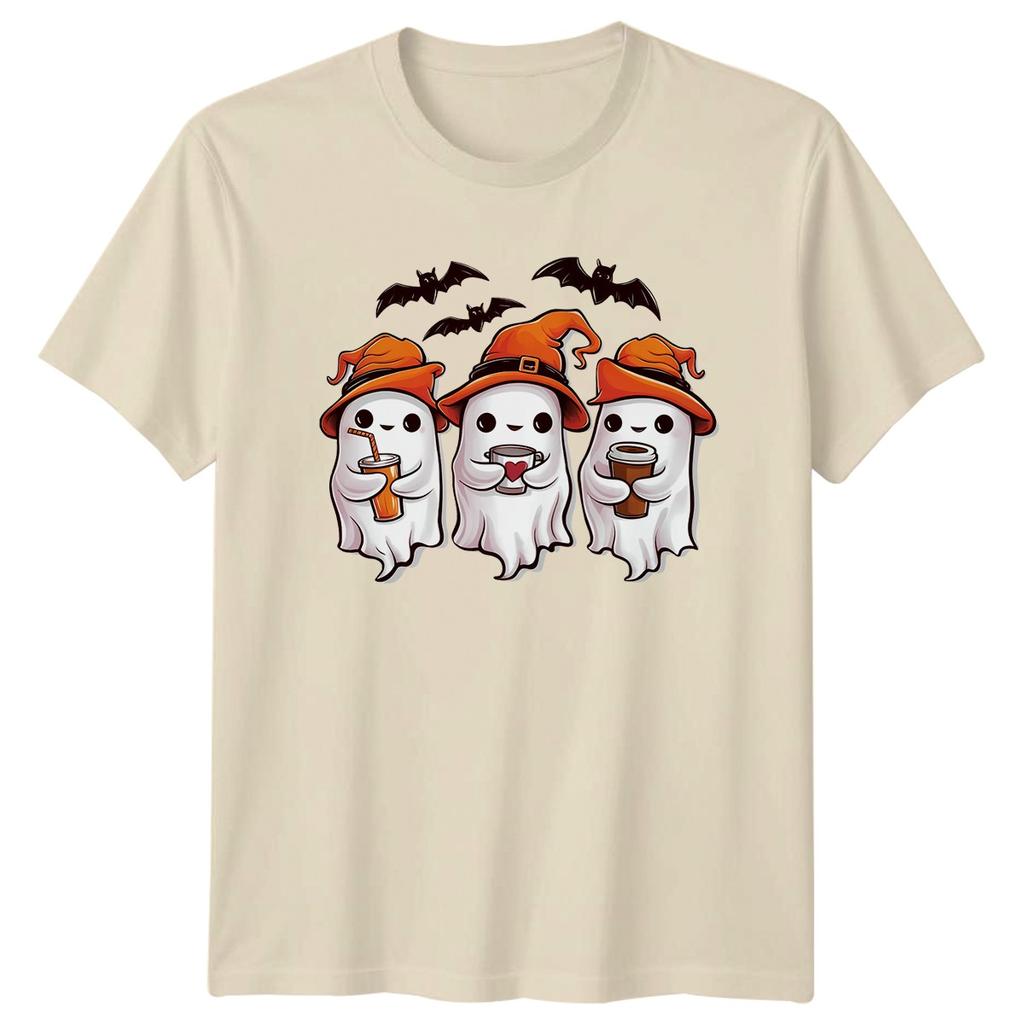 Cute Ghosts In Witch Hats Halloween Holiday Unisexs Unisexs Graphic Tee