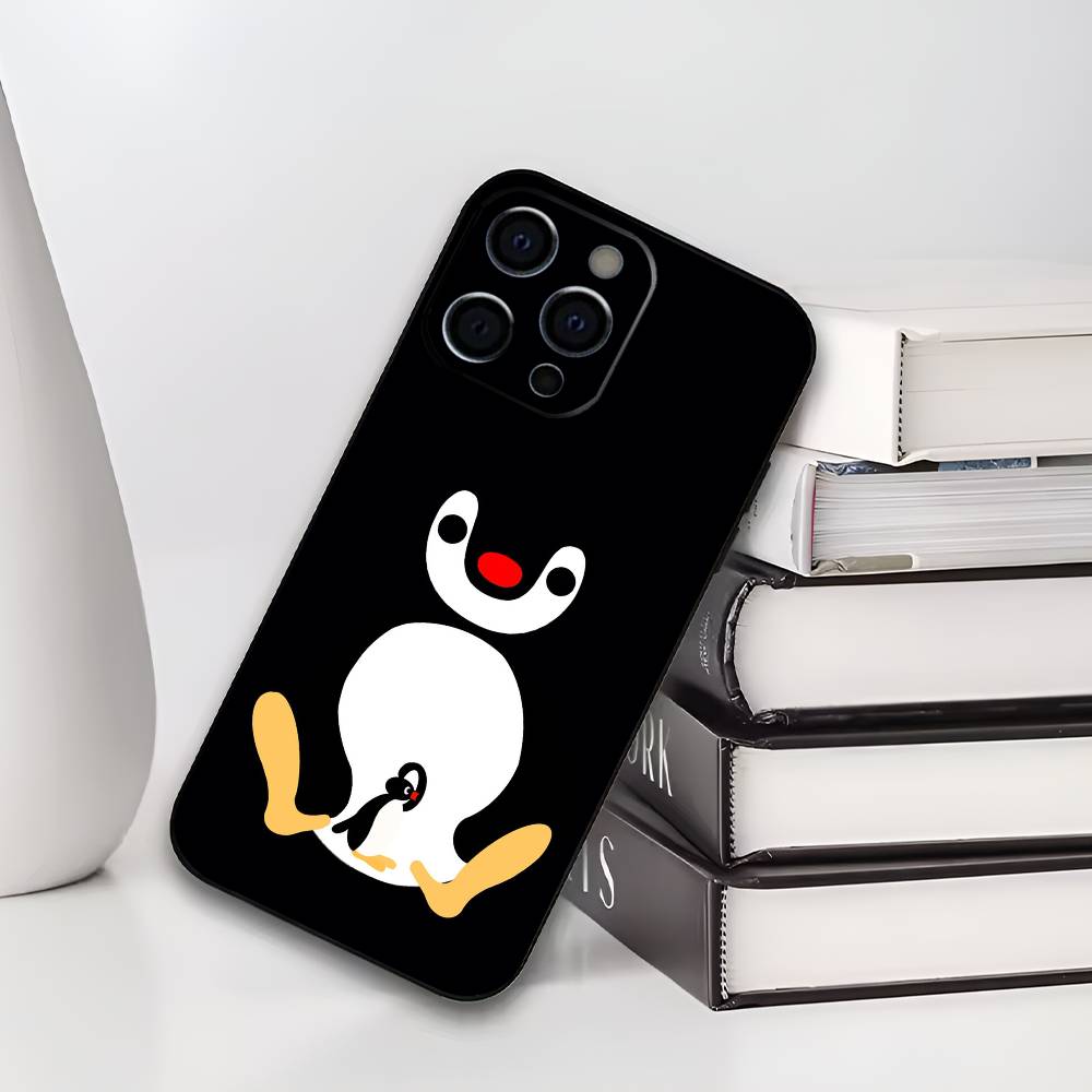 Cute Kawaii P-Penguin Phone Case For iPhone 17,16,15,14,13,12,11 Plus,Pro Max,XS,Soft Silicone Black Cover