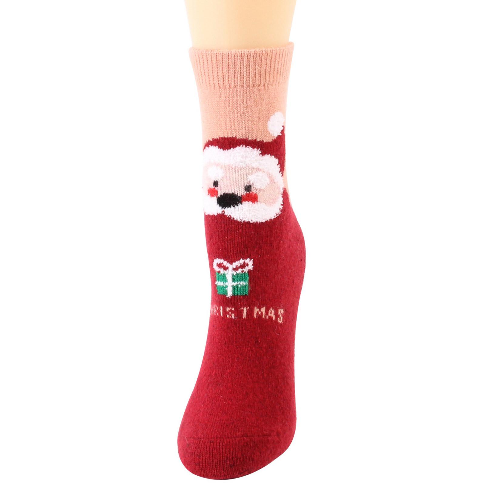 

Christmas Women Coral Socks Print Thicker - Floor Carpet Socks червоний