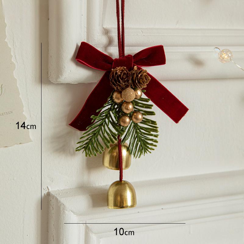Christmas Bell Velvet Bowknet Pendant Christmas Tree Pendant Scene Decoration Home Atmosphere Decoration Small Pendant