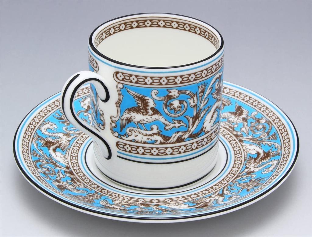 Imported Wedgwood Florentine Turquoise Bond Cup Saucer 100ml Wedding Gift Present 1058034 [Authentic Product] &