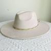 Wide Brim Jazz Cap with Belt Panama Top Hat Universal Formal Hat  Church Occasions