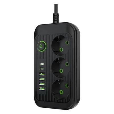 EU Plug Power Strip 2M Extension Cable Multiprise 3 8 AC Outlets Electrical Socket with USpB Type C Network Filter High-Speed Charging Support New