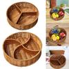 2/3/4 Compartments Woven Fruits Serving Tray Handmade Desktop Snacks Organizer  Kitchen