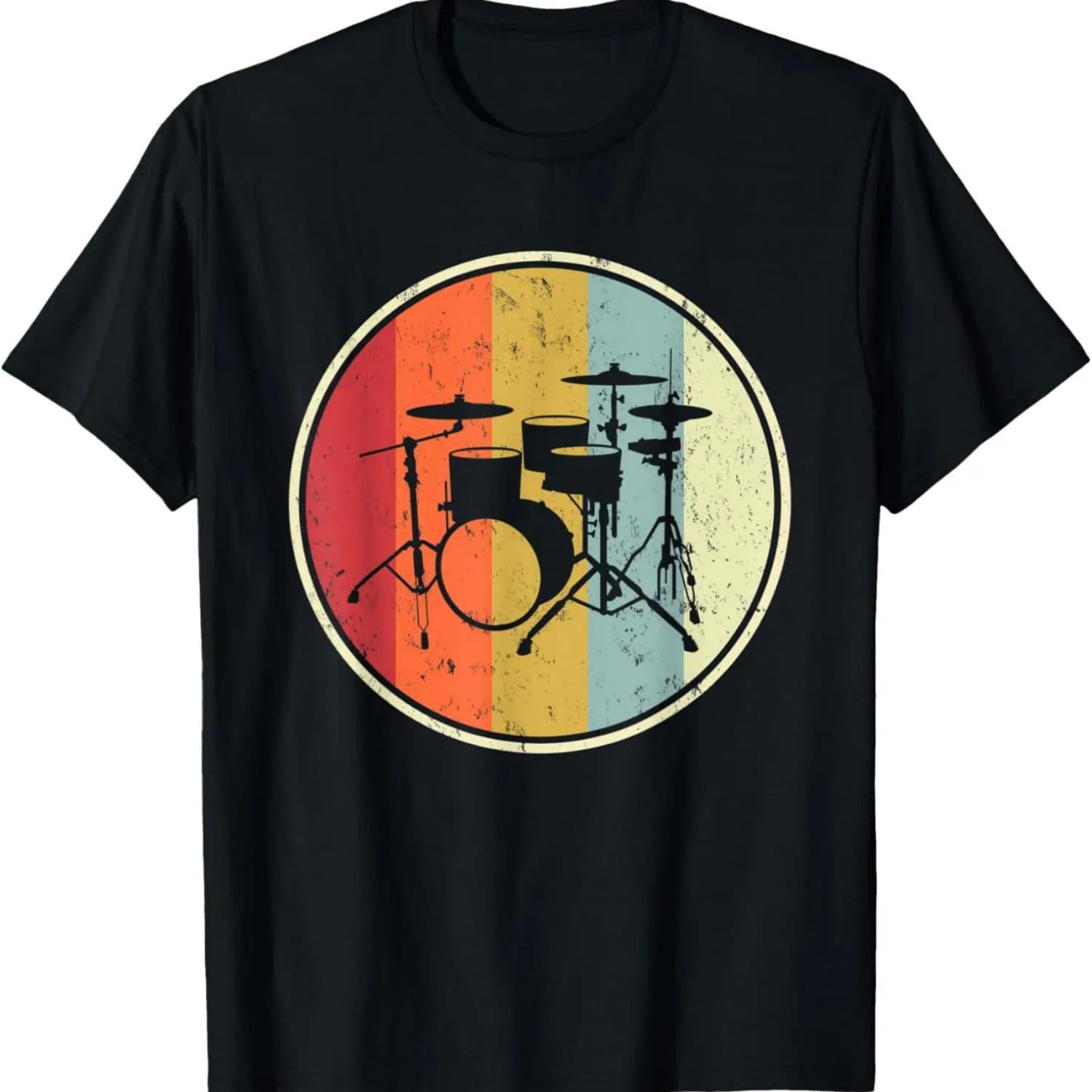 

Барабаны Барабанщик Группа Барабанная установка Ретро Винтажная Футболка XXXXXL чёрный