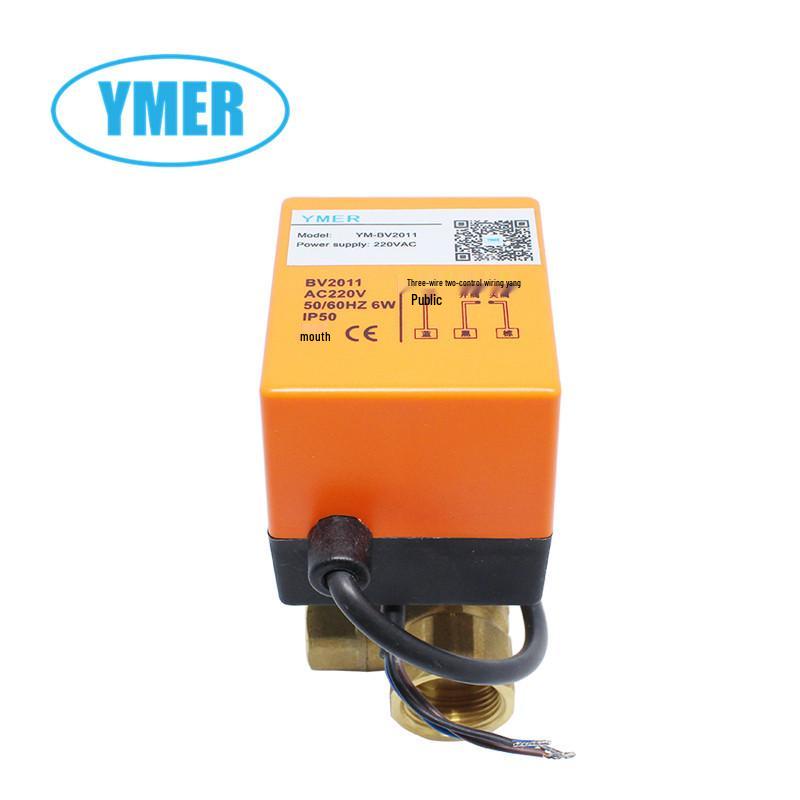 1-Inch Brass Electric Three-Way Ball Valve for Cold/Hot Water System, Internal Thread 4/6 Points