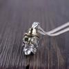 ForFox 925 Sterling Silver Skull Pendant Golden Hat Glasses Gothic Jewelry for Men Women