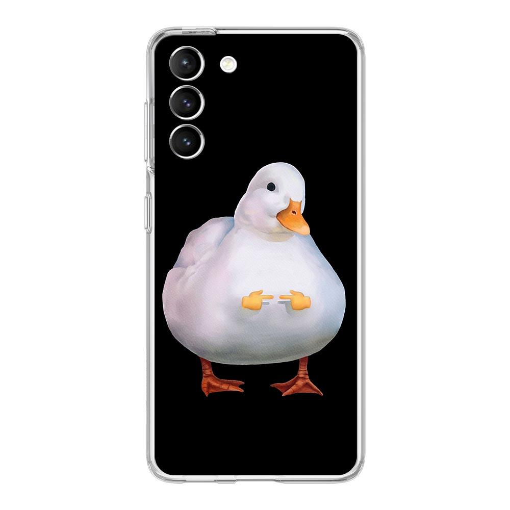 Cartoon Doubt Duck Shockproof Phone Case For Samsung Galaxy S23 Ultra S22 5G S20 S21 FE 5G S10E S9 S8 S10 Plus Soft Clear Cover