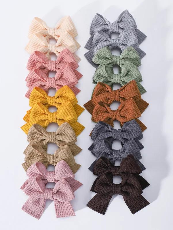 10/20 Stück Weiche Baumwolle Haarschleifen für Babymädchen 2'' Niedliche Handgemachte Schleifenknoten-Clips Kinder Haaraccessoires Reizende Kopfbedeckung