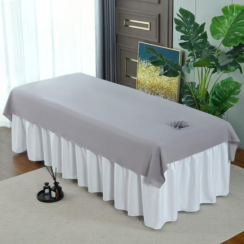 White Washable Beauty Salon Massage Bed Sheet with Hole - Anti-Dirty, Quick-Dry, Wrinkle-Resistant, Customizable.