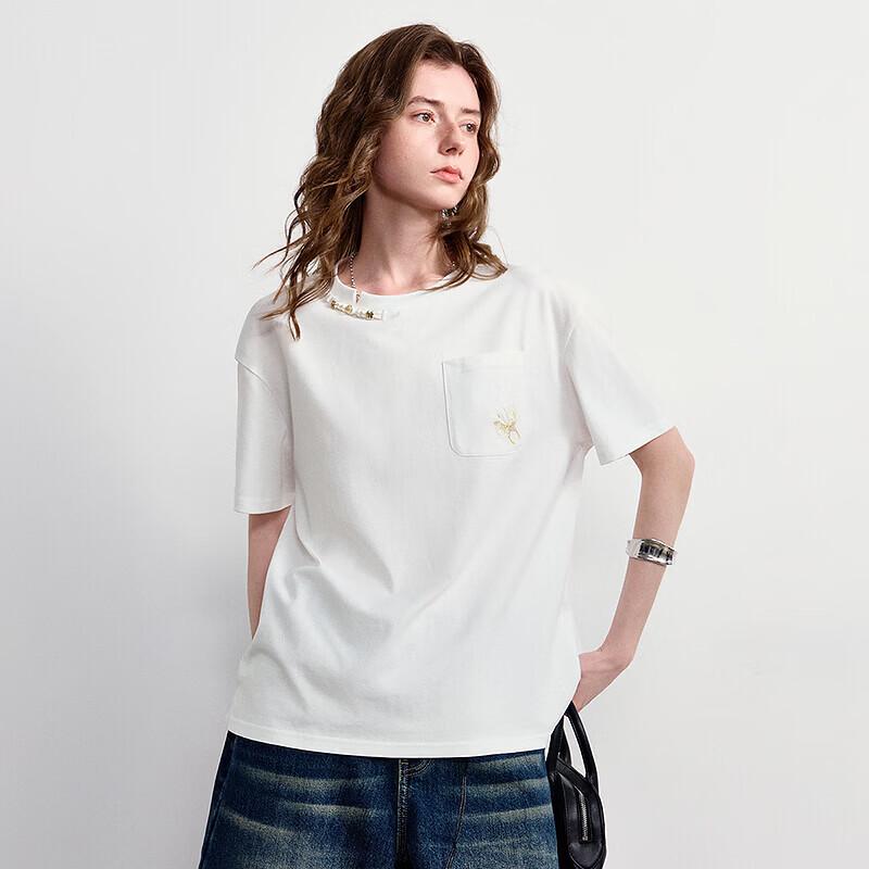 Chuyu Women's New Chinese Style Embroidered Cotton T-Shirt