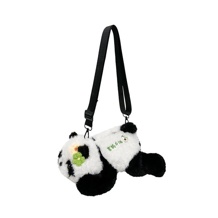 

Animal Fluffy Panda Shape Plush Single Shoulder Crossbody Bag Gifts Fashion Rich Butter